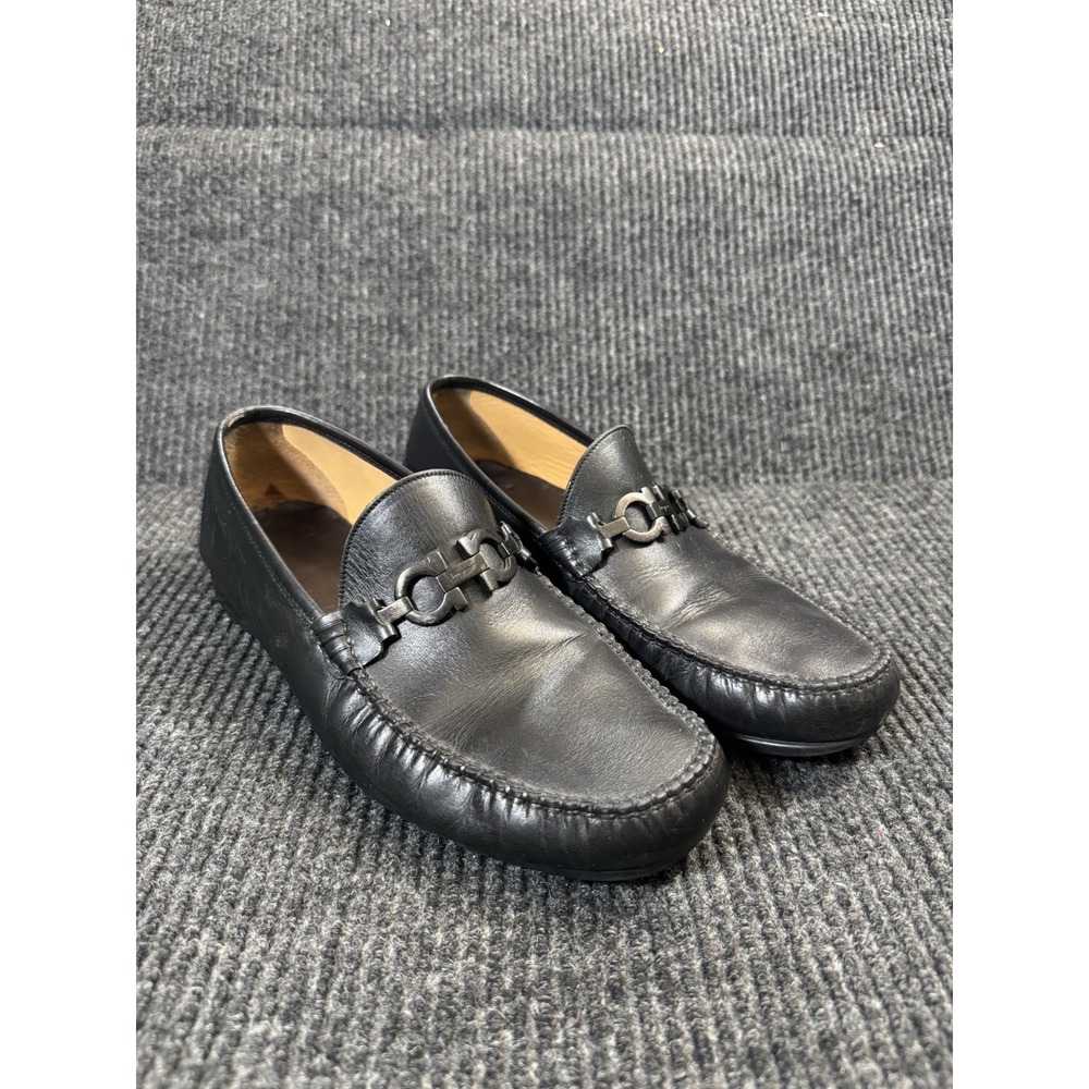 Salvatore Ferragamo Gancini Loafers Men's 10 EE Black Leather Italy